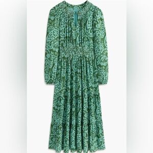 Boden Paisley Long Sleeve Smock Waist Midi Dress size 6R